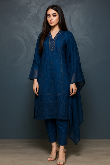 3 Piece Lawn Embroidered Stitched