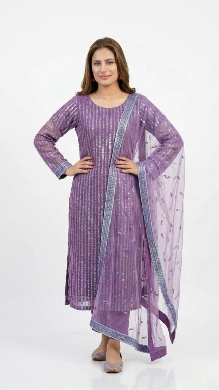 3 Piece Party Wear Stitched